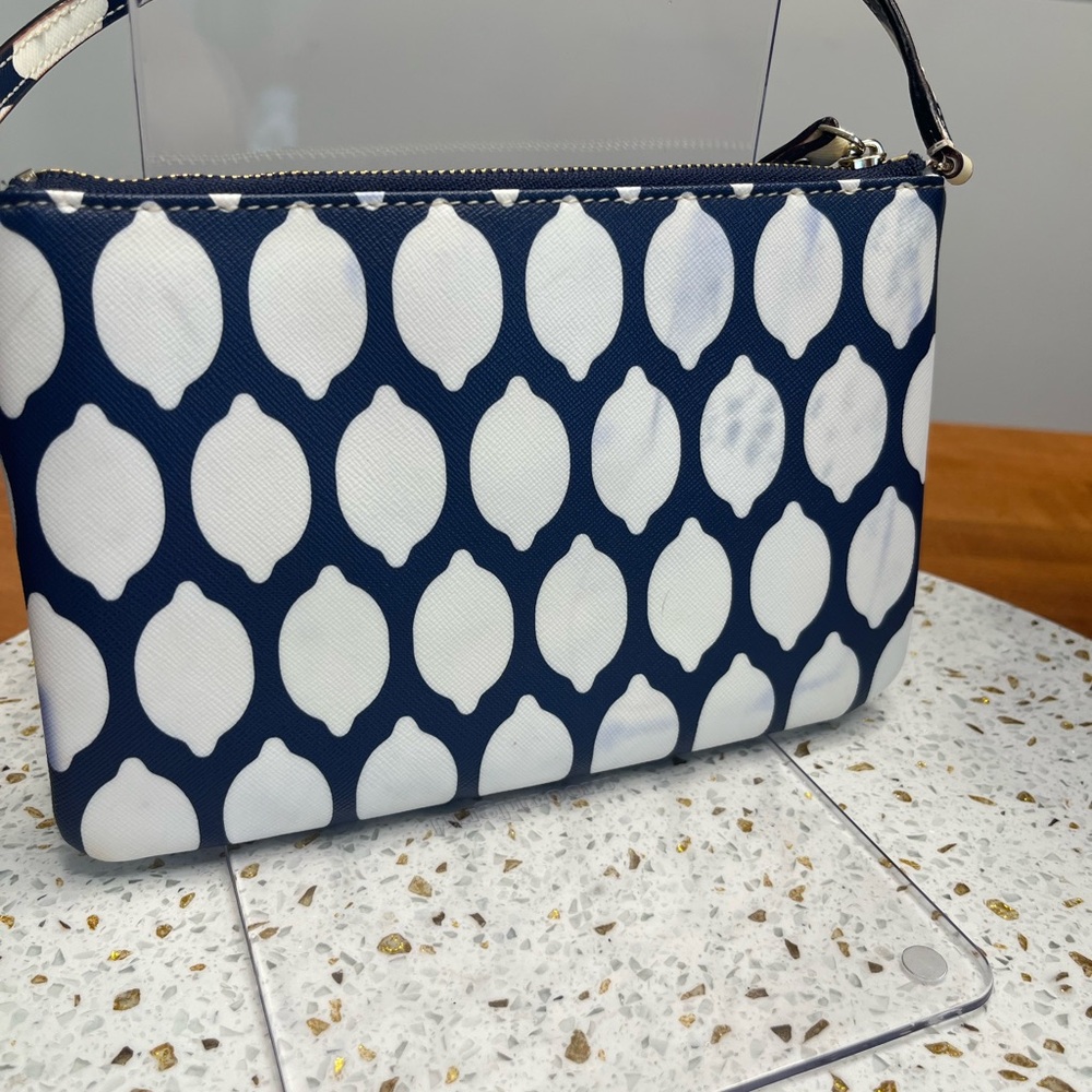 Kate Spade Blue and White Geometric Clutch - Lemon Pattern - Picture 4 of 7
